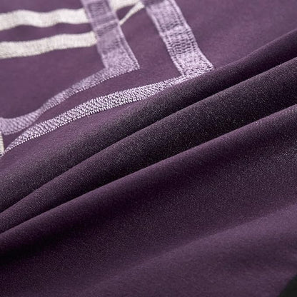 Chezmoi Collection Arden 7-Piece Modern Pleated Stripe Embroidered Zigzag Bedding Comforter Set (Full, Purple/Black/Gray/White)