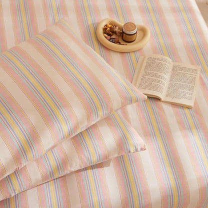HighBuy Pink Blue Striped Comforter Twin XL Striped Comforter Set Geometric Stripes Bedding Comforter with 2 Pillowcases for Teen Boys Girls,Fluffy Soft Lightweight Comforter Sets