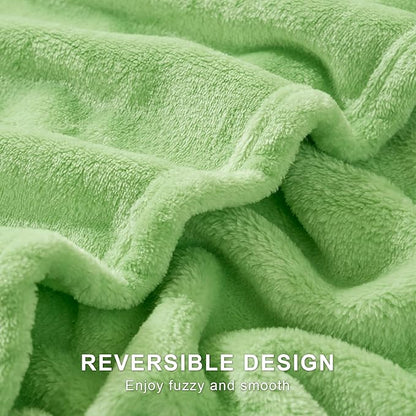 Hansleep Fleece Grass Green King Blanket, Super Soft Flannel Fuzzy Plush Cozy Blanket for All Seasons, Grass Green, King 90x108 Inches