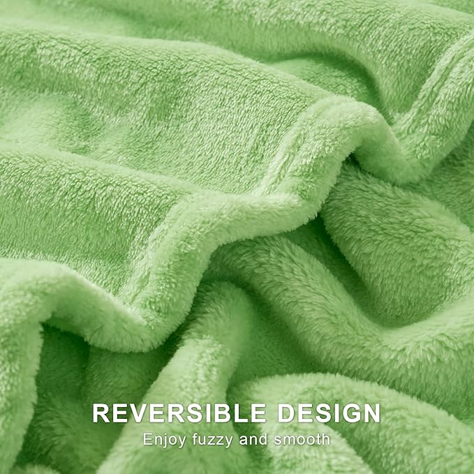 Hansleep Fleece Grass Green Queen Blanket, Super Soft Flannel Fuzzy Plush Cozy Blanket for All Seasons, Grass Green, Queen 90x90 Inches
