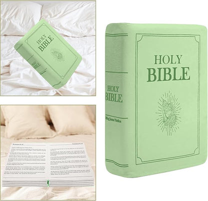 Bible Pillow Book Plush That Opens, for Teens Adults Christian Gifts, Cozy Faith Bible Pillow (Green)