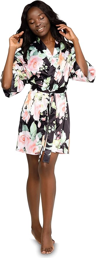 Turquaz Women's Bride Bridesmaids Silky Robe Satin Kimono Robes for Women Lingerie