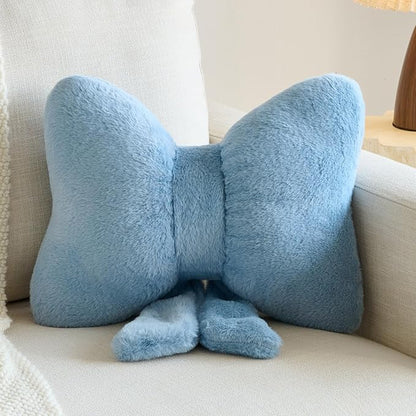 Xuyier Bow Pillows, Bow Shaped Decorative Throw Pillows for Couch Bed, Aesthetic Cute Home Decor Accent Pillows (Grey Blue, Large-16 Inches)