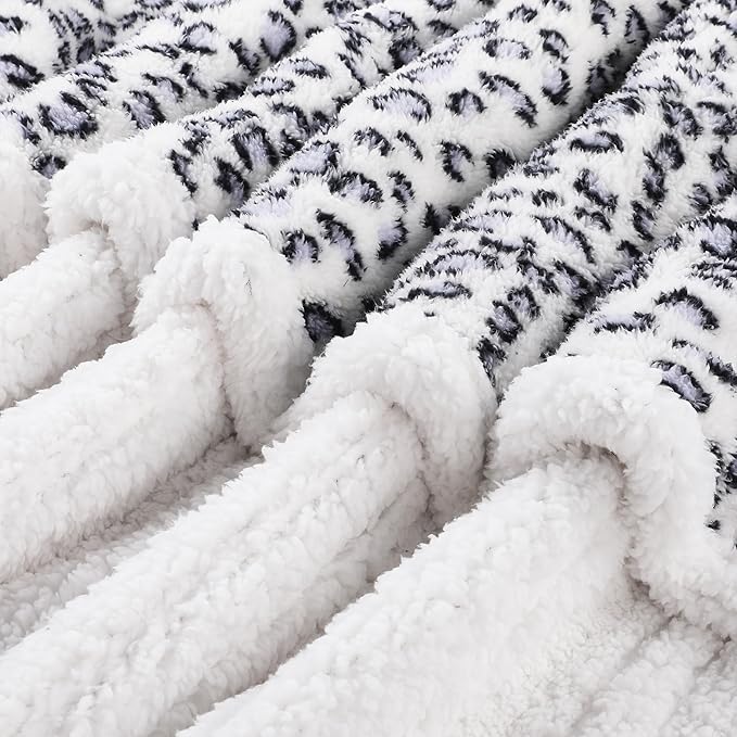 Electric Heated Blanket Full Size 72"×84" with 9 Heating Levels & 1-10Hs Auto Off, Plush Sherpa, Energy Efficient, Machine Washable, for Couch & Bed, Leopard Print Blue & White