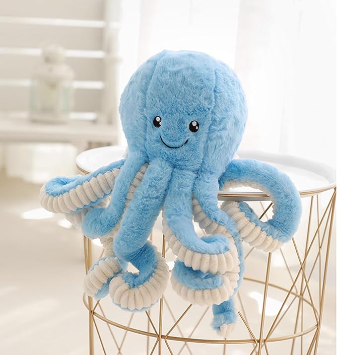 Cute Big Octopus Pillows,Interior Decoration Octopus Cushion,Soft Marine Animal Decorations (Blue, 15.7 inch)