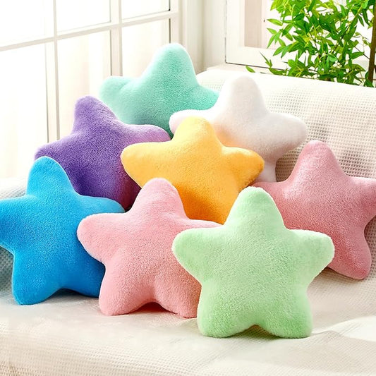 8 Pack Star Shaped Throw Pillow Gifts Decorations Mix Star Plush for Bed Sofa Cute Throw Pillow Plush for Floor Room Sleepover Bedroom Living Room(Cute)