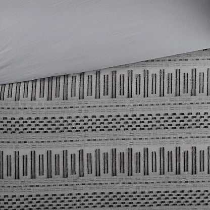 INK+IVY Luxurious Cotton-Bedding Set - Mid Century Trendy Geometric Design, All Season Cozy-Cover With Matching-Shams, Full/Queen, Rhea Jacquard Grey/Black
