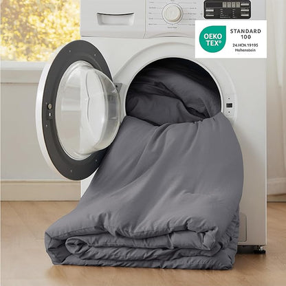 Bedsure Oversized Queen Comforter Set, Dark Grey Soft Prewashed Bedding for All Seasons, 3 Pieces GentleSoft™ Bed Set, 1 Lightweight Comforter (98"x98") and 2 Pillowcases (20"x26")