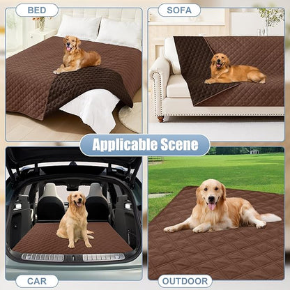 Smiry Waterproof Dog Bed Cover Pet Blanket, Soft Washable Dog Blanket for Furniture Bed Couch Sofa Reversible, Checkered (40"x50", Brown/Chocolate)
