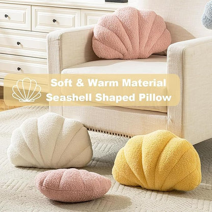 Seashell Throw Pillows Shell Shaped Pillow Light Pink Sea Shell Pillows for Bed Seashell Decorative Pillow Soft Plush Pillow Sea Couch Decoration(18 X 13 inch)