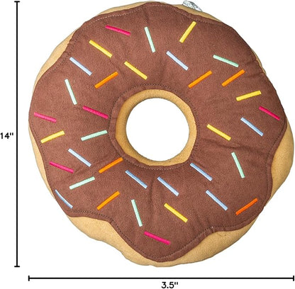 Mabel Home Throw Pillow 14", Donut, 3D Digital Print Decorative Comfortable Soft Plush Funny Food Shaped Pillow, Seat Pad Cushion for Couch, Chair, Floor, Sofa (Chocolate)