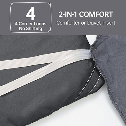 MUXHOMO Full Comforter Sets, All Season Ultra Soft Down Alternative Bedding - 3 Piece Lightweight Bed Set Includes 1 Comforter (82"x86") and 2 Pillow Shams (20"x26"), Dark Grey