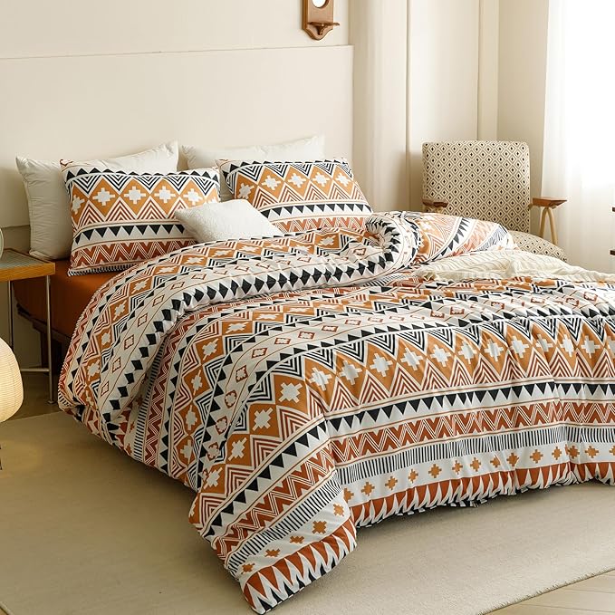 CLOTHKNOW Aztec Comforter Set Twin/Twin XL Southwestern Bedding Comforter Sets Geometric Aztec Navajo Bedding Sets Twin