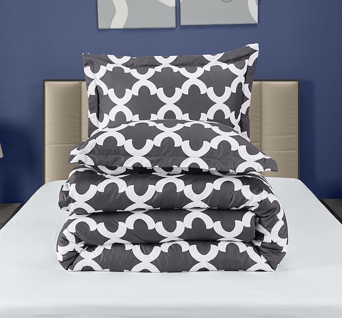 Queen Comforter Set 3 Piece Grey by Utopia Bedding, Printed Comforters Queen Size, Bedding Comforters Sets, Down Alternative Soft Bed Set, 1 Comforter (88 x 88 inches) 2 Pillow Shams (20 x 26 inches)