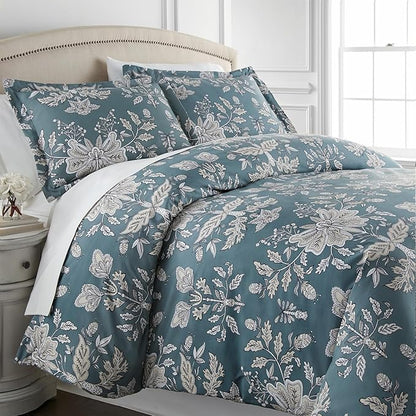 Southshore Fine Living, Inc. Vintage Garden Collection - Twin XL Comforter Set, Dorm Premium Bedding, All-Season Down Alternative Lightweight, Oversized 2-Piece Soft Comforter Set, Twin/XL, Blue