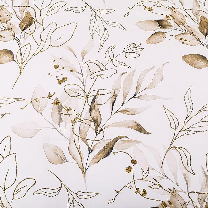 WONGS BEDDING Brown Comforter Set King Size, 7 Pieces Botanical Bed in a Bag Golden Leaves Bedding Set Soft Microfiber King (1 Comforter,2 Pillowcase,2 Pillow Shams,1 Flat Sheet,1 Fitted Sheet)