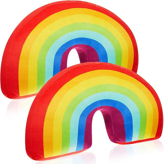 Chunful Rainbow Pillow for Girls Kids 13.8 x 8.7 x 4 Inch Plush Cute Rainbow Throw Pillow Arch Shaped Cushion Stuffed Decoration for Bed Chair Room Home Decor Easter Day(Colorful,2 Pcs)
