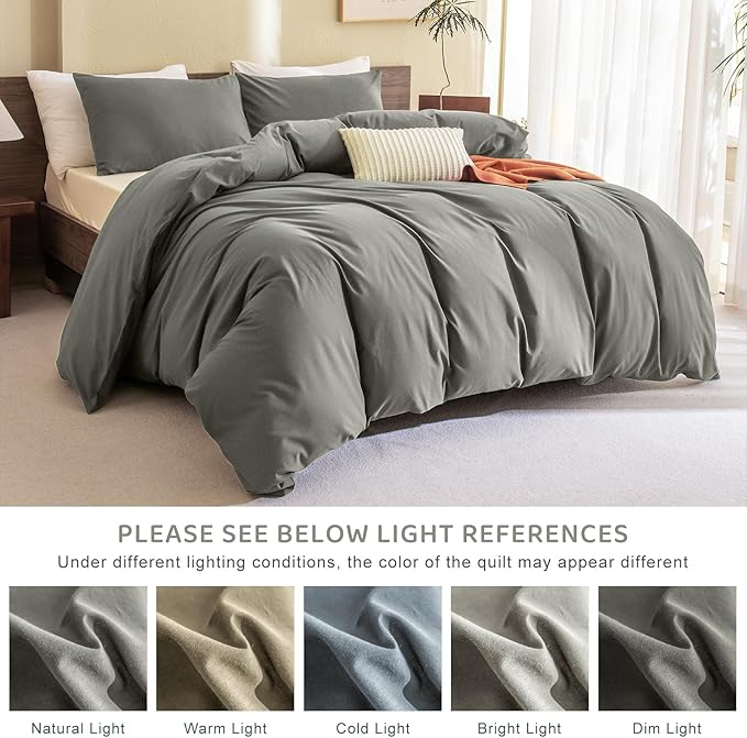 Sanracie Queen Size Comforter Sets, 3Pcs Queen Cotton Green Comforter Extra Soft Breathable Bed Comforter Set for All Season