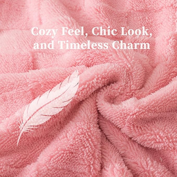 ELNIDO QUEEN® Fluffy Comforter Set King, Pink Winter Fleece Comforter Ultra Soft & Extra Pluffy Plush Comforter Set, Cozy Fuzzy Bed Comforter 3 Pieces (1Comforter, 2 Pillowcases),102x90 inch