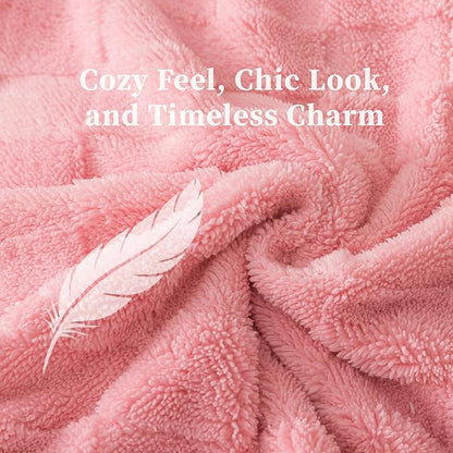 ELNIDO QUEEN® Fluffy Comforter Set King, Pink Winter Fleece Comforter Ultra Soft & Extra Pluffy Plush Comforter Set, Cozy Fuzzy Bed Comforter 3 Pieces (1Comforter, 2 Pillowcases),102x90 inch