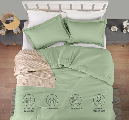 Queen Comforter Set 3 Piece Sage Green by Utopia Bedding, Comforters Queen Size, Bedding Comforters Sets, Down Alternative Soft Bed Set, 1 Comforter (88 x 88 inches) 2 Pillow Shams (20 x 26 inches)