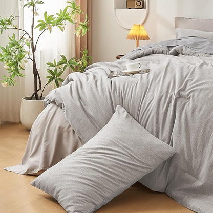 DECMAY Twin Comforter Set with Sheets, 5 Pieces Twin Comforter Set, Cationic Dyeing Bed in a Bag Bedding Set with Comforter, Flat Sheet, Fitted Sheet, Pillowcase and Pillow Sham (Twin, Grey) | twin comforter set, twin bedding set, twin bed set