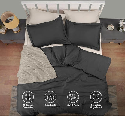 King Comforter Set 3 Piece Grey by Utopia Bedding, Comforters King Size, Bedding Comforters Sets, Down Alternative Soft Bed Set, 1 Comforter (90 x 102 inches) 2 Pillow Shams (20 x 36 inches)