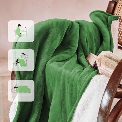 Heated Blanket 50''x60''-Soft and Comfortable Electric Throw,5 Heat Settings and 3H Auto Shut-Off Heating Blanket ETL&FCC Certification Machine Washable (Green)
