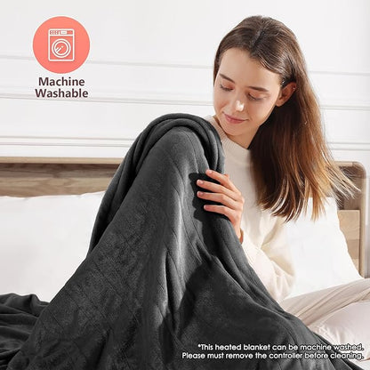 Electric Blanket Queen Heated Blanket Queen Size 84''X 90'' Soft Cozy Flannel with Dual Controller Heating Blanket of 5 Heating Level & 10 Hour Auto Off, ETL & FCC Certified, Machine Washable
