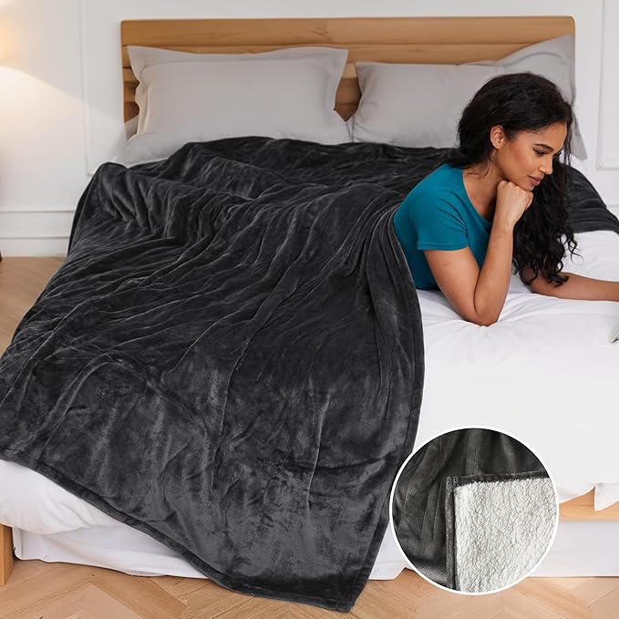 Heated Blanket Electric Blanket Queen Size 84''x90'' with 10 Heating Levels, 1-12 Hour Auto Shut Off, Machine Washable, Dual Controller Soft Warming Blanket for Couch, Bed, Office - Dark Grey