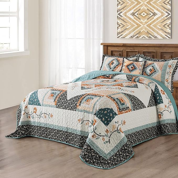 BEDIFANY Twin Size Bedspread Sets, Floral Cotton Lightweight Quilt Twin XL Size (68 x 86 inch) Garden Style Quilt Bedding Sets for All Seasons, 2 Pieces