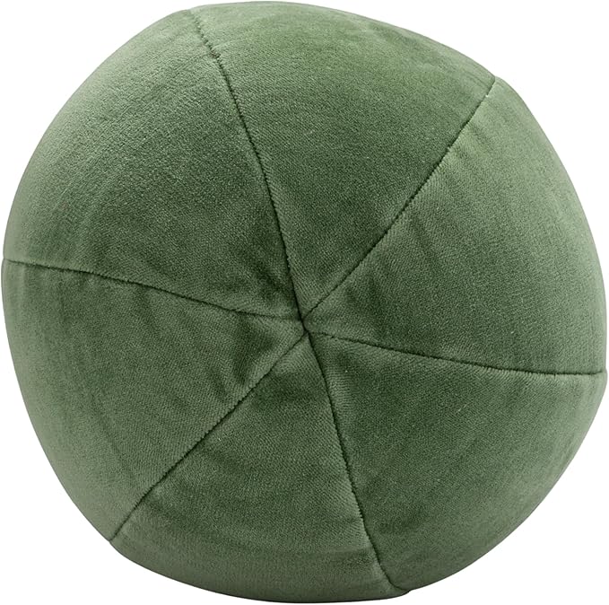 Creative Co-Op Cotton Velvet Olive Shaped Pillow, Green and Red