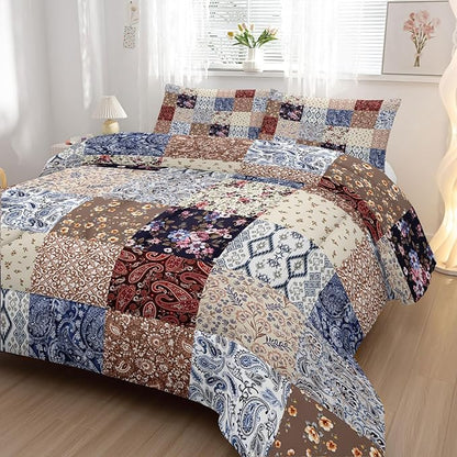 Colorful Flower Comforter Set Full Size 3 PCS Bed in a Bag,Cute Floral Bedding Set for Girls Teens,Ultra Soft Microfiber Comforter Bed Set with 3-Pieces, Flower Bedroom Decor All Season