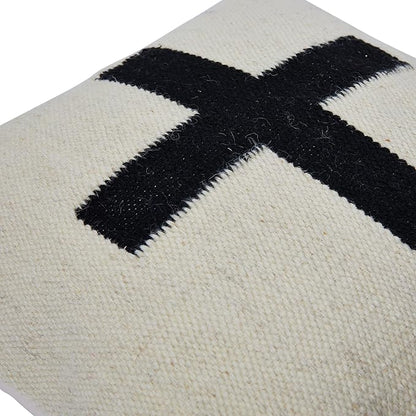 Creative Co-Op Swiss Cross Cotton Wool Throw Pillow, Cream