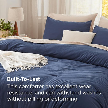 Bedsure Oversized King Comforter Set, Navy Soft Prewashed Bedding for All Seasons, 3 Pieces GentleSoft™ Bed Set, 1 Lightweight Comforter (120"x98") and 2 Pillowcases (20"x36")