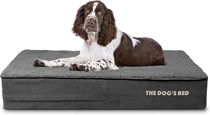 The Dog’s Bed Orthopedic Memory Foam Dog Bed Mattress, Plush Fabric, Grey Plush, L, 6-Inch