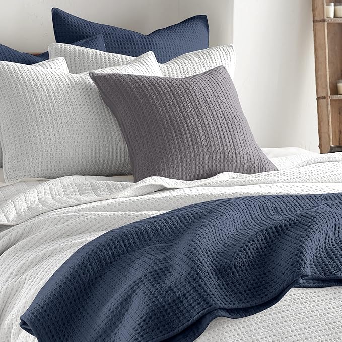 Levtex Home - Mills Waffle - Decorative Pillow - Poly Filled - Charcoal - Sham Size (20 x 20in.)