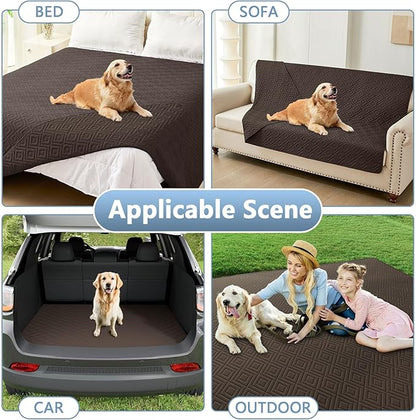 hyha Waterproof Dog Blanket, Soft Dog Bed Cover Pet Blankets, Waterproof Sofa Couch Cover for Dogs Washable, Reversible Pet Couch Covers for Sofa Furniture (52x82 Inch, Chocolate/Chocolate)