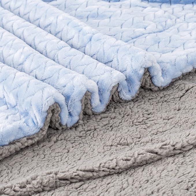 Fuzzy Blanket or Fluffy Blanket for Baby Girl or boy, Soft Warm Cozy Coral Fleece Toddler, Infant or Newborn Receiving Blanket for Crib, Stroller, Travel, Outdoor, Decorative (32" x 40", MD-Sky Blue)