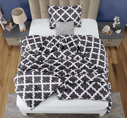 Twin Comforter Set 2 Piece Grey by Utopia Bedding, Printed Comforters Twin Size, Bedding Comforters Sets, Down Alternative Soft Bed Set, 1 Comforter (64 x 88 inches) 1 Pillow Shams (20 x 26 inches)