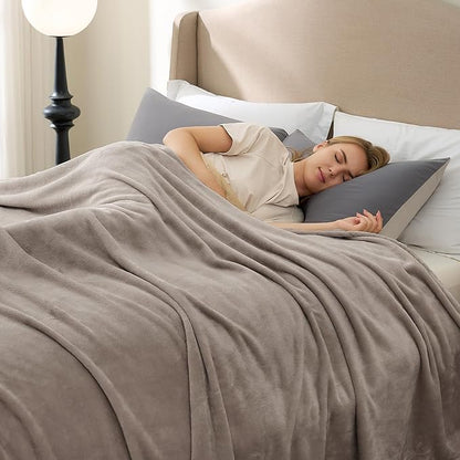Hansleep Fleece Mocha Brown Twin Blanket, Soft Flannel Fuzzy Plush Cozy Blanket for All Seasons, Mocha Brown, Twin 60x80 Inches