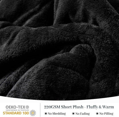 YIYEA Fluffy Queen Size Comforter Set, Luxury Faux Fur Comforter, Ultra Soft Plush Fuzzy Velvet Bedding Comforter Sets for Fall Winter, Cozy Warmth, No Shedding, 3PC, Queen, Black