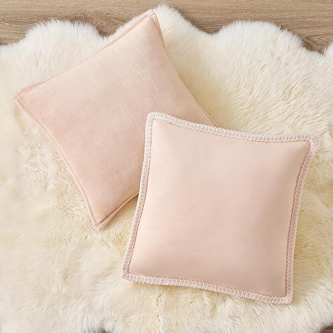 UGG Coco 2-Pack Decorative Pillows - Soft & Plush Throw Pillow Inserts with Throw Pillow Covers - Perfect for Sofa, Bed, Living Room Decor or Home Decor, 20" x 20", Pink Himalayan Salt