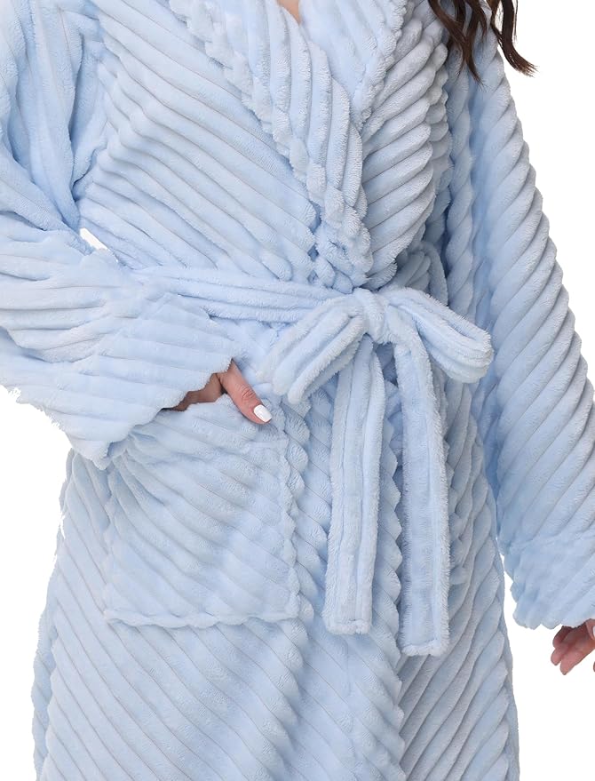 Yurhap Premium Robes for Women - Super Soft Cozy Fleece Womens Robe Plush Long Bathrobe