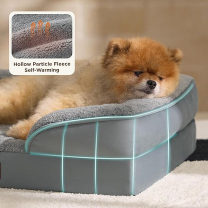 Bedsure Self Warming Orthopedic Dog Bed Medium Size Dogs - Washable Medium Dog Bed Waterproof, Comfort Pet Couch with Removable Cover, Pets Sofa with Nonskid Bottom, Grey, Non-Electric