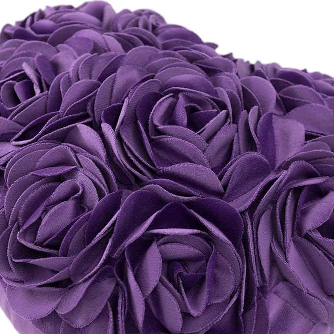 JWH Valentine's Day Throw Pillow Covers Decorative Flower Accent Pillow Cases Heart Shaped Cushion for Couch Living Room Bed Chair 14 x 16 Inches Purple