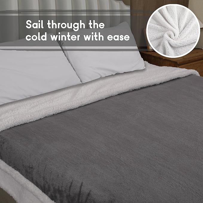 Heated Blanket Electric Blanket Full Size 72''x84'' with 9 Heating Levels, 1-10 Hour Auto Shut Off, Machine Washable, Flannel & Sherpa Soft Warming Blanket for Couch, Bed, Office - Light Grey