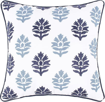 Levtex Home - Aditya - Decorative Pillow (18 x 18in.) - Medallion - White, Navy and Blue