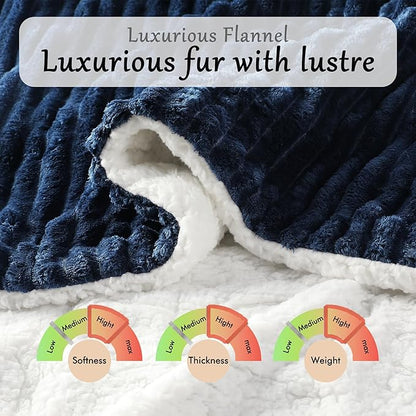 Electric Blanket Heated Queen Blanket, Super Soft Flannel & Sherpa Electric Queen Blanket with 6 Fast Heating Levels, 10 Hours Auto Off & OverHeat Protection, Machine Washable, 84'' X 90'', Navy Blue