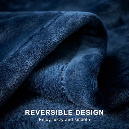 Hansleep Fleece King Size Blanket for Bed Navy, Super Soft Flannel Fuzzy King Size Plush Cozy Blanket for All Seasons, Navy, King 90x108 Inches